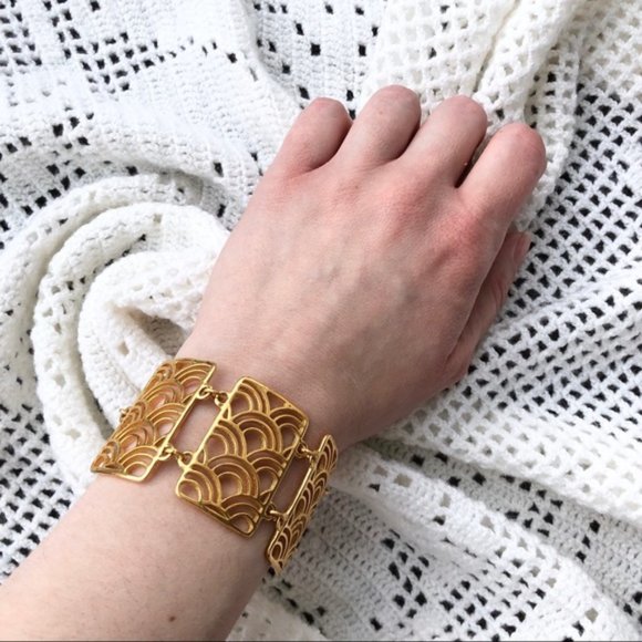 Foxy Originals Art Deco gold tone Arabia bracelet rectangle - Picture 2 of 9